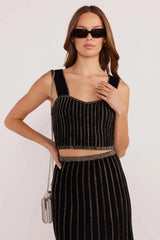 CELIA LUREX STRIPE CROP TOP