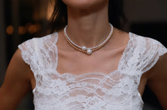 Gold Pearl Choker Necklace