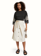 WRAP FRONT MIDI SKIRT