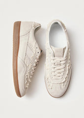 CROCHET CREAM LEATHER SNEAKERS