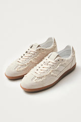 CROCHET CREAM LEATHER SNEAKERS