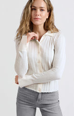 RIB CARDIGAN WITH CONTRAST DETAILS