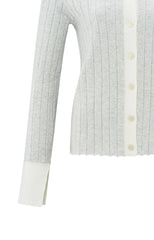 RIB CARDIGAN WITH CONTRAST DETAILS