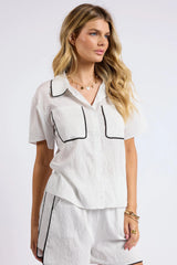 COMMUNITY CONTRAST PIPING BUTTON UP SHIRT